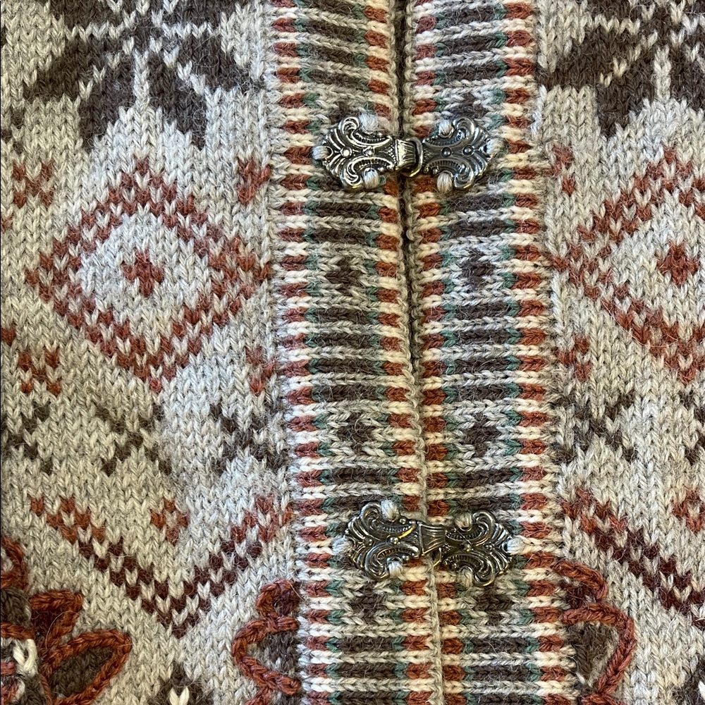 Dale of Norway Vintage Nordic Pattern Cardigan Sweater - Rust & Brown Tones NWT - Picture 3 of 13